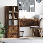 vidaXL Bureau avec rangement Chêne fumé Bois d'ingénierie