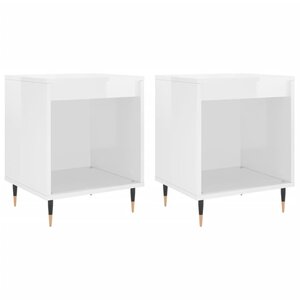 vidaXL Tables de chevet 2 Pièces blanc brillant 40x35x50 cm