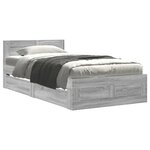vidaXL Cadre de lit et tête de lit sans matelas sonoma gris 90x200 cm