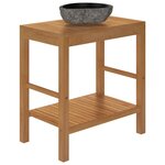 vidaXL Armoire de toilette Teck solide et lavabo en pierre de rivière
