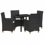 vidaXL Ensemble de salle à manger pour jardin 5 Pièces Noir polyrotin