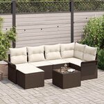 vidaXL Ensemble de canapé de jardin 7 Pièces Marron Poly rotin