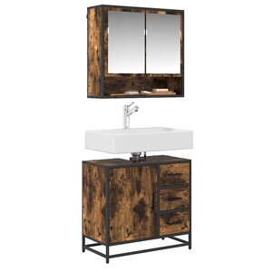 vidaXL Armoire de lavabo de salle de bain chêne fumé 65x33x60 cm