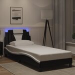 vidaXL Cadre de lit avec LED sans matelas noir et blanc 80x200 cm