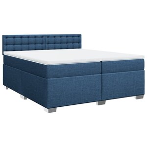 vidaXL Sommier à lattes de lit avec matelas Bleu 200x200 cm Tissu
