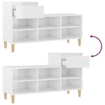 vidaXL Armoire à chaussure Blanc brillant 102x36x60 cm Bois ingénierie