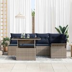 vidaXL Ensemble de canapé de jardin avec coussin 6 Pièces Gris Poly rotin