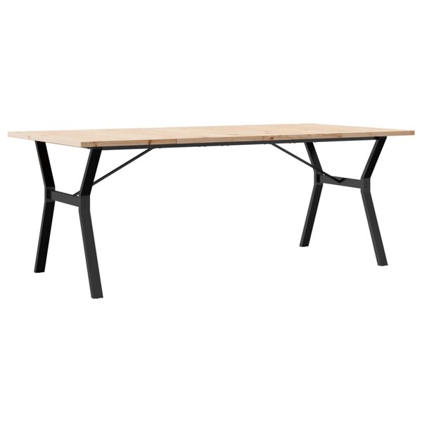 vidaXL Table à manger cadre en Y 200x100x75 5 cm bois pin massif fonte