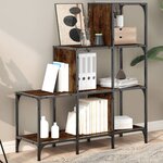 vidaXL Bibliothèque chêne fumé 92x30x102 cm bois d'ingénierie et métal