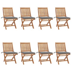 vidaXL Chaises pliables de jardin avec coussins lot de 8 Teck solide