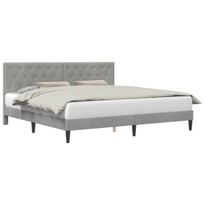 vidaXL Cadre de lit avec tête de lit Gris clair 180 x 200 cm Velours