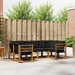 vidaXL Ensemble de canapés d'extérieur 6 Pièces Naturel et noir