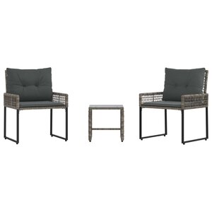 vidaXL Ensemble de meubles d'extérieur 3 pc Gris
