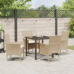 Ensemble de salle à manger de jardin de 5 pièces avec coussins en rotin polybeige