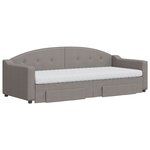 vidaXL Lit de jour avec gigogne et tiroirs taupe 80x200 cm tissu