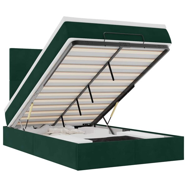 vidaXL Cadre de lit ottoman avec matelas vert foncé 120x190 cm velours