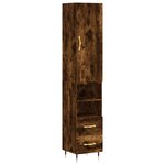 vidaXL Buffet haut Chêne fumé 34 5x34x180 cm Bois d'ingénierie