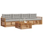 vidaXL Ensemble de canapés d'extérieur 5 Pièces Gris Naturel et Clair