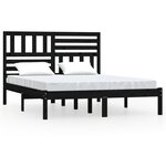 vidaXL Cadre de lit Noir Bois de pin massif 140x190 cm