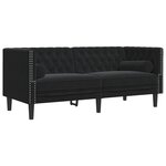 vidaXL Ensemble de canapé Chesterfield et traversins 3Pièces noir velours