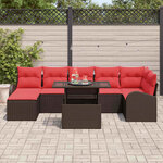 vidaXL Ensemble de canapé de jardin avec coussin 8 Pièces Marron et rouge