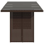 vidaXL Table de jardin avec dessus en verre marron résine tressée