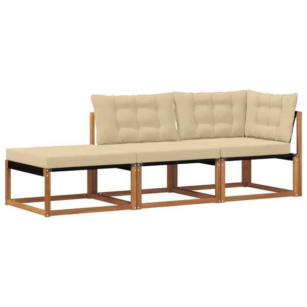vidaXL Unités de sofa sectionnel d'extérieur 3 Pièce Naturel