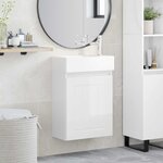 vidaXL Meuble de salle de bain avec robinet Blanc brillant