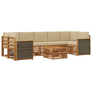 vidaXL Ensemble de canapés d'extérieur 8 Pièces Naturel et Beige