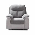 Fauteuil relax manuel - Tissu Gris clair et Gris foncé - L 97 x P 94 x H 101 cm - BELEM