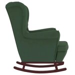 vidaXL Chaise à bascule avec pieds en bois et tabouret Vert foncé