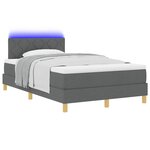 vidaXL Lit à ressort LED avec matelas Gris foncé 120 x 190 cm tissu