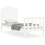 vidaXL Cadre de lit avec tête de lit blanc petit simple bois massif