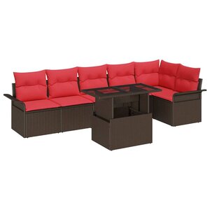 vidaXL Ensemble de canapé de jardin 7 pc Marron
