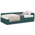 vidaXL Cadre de lit d'angle avec matelas Autre 2 Pièces Vert tissu
