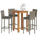 vidaXL Ensemble de bar de jardin 5 Pièces gris bois massif acacia rotin