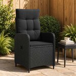 vidaXL Chaise de jardin inclinable Noir polyrotin