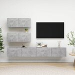 vidaXL Ensemble de meubles TV 4 Pièces Gris béton Bois d'ingénierie