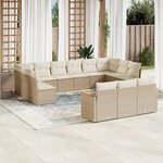 vidaXL Salon de jardin avec coussins 13 Pièces beige résine tressée