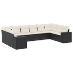 vidaXL Salon de jardin 10 Pièces avec coussins noir résine tressée