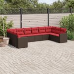 vidaXL Salon de jardin 10 Pièces avec coussins marron résine tressée