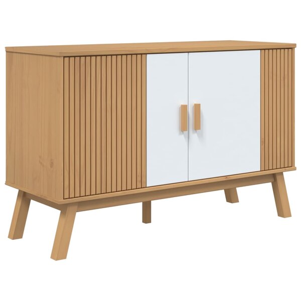 vidaXL Buffet OLDEN blanc et marron 114x43x73 5 cm bois massif de pin