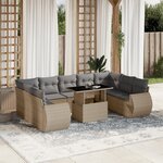 vidaXL Salon de jardin avec coussins 10 Pièces beige résine tressée