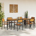 vidaXL Ensemble de salle à manger de jardin 7 pièces en bois d'acacia massif et métal