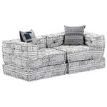 vidaXL Pouf modulaire à 2 places Gris clair Tissu