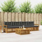 vidaXL Ensemble de canapés d'extérieur 5 Pièces Naturel et Anthracite