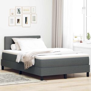 vidaXL Lit à ressorts avec matelas Gris foncé 120 x 190 cm tissu