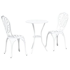 vidaXL Ensemble bistro de jardin 3 Pièces Blanc Aluminium