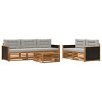 vidaXL Ensemble de canapés d'extérieur 6 pc Naturel et gris clair