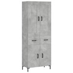 vidaXL Buffet haut Gris béton 69 5x34x180 cm Bois d'ingénierie